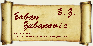 Boban Zubanović vizit kartica